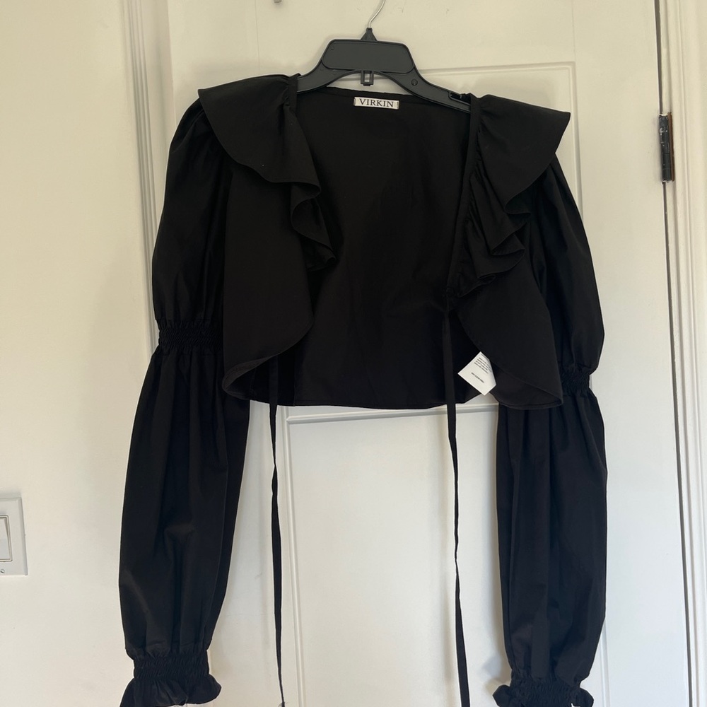 Black Ruffled Women's Top